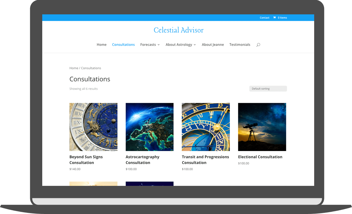 Celestial Advisor Consultations Page