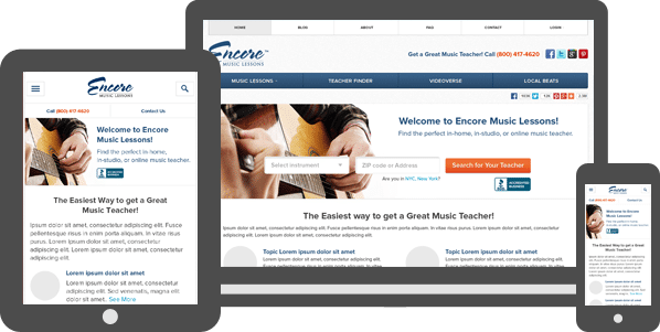 Encore Music Lessons Drupal Website