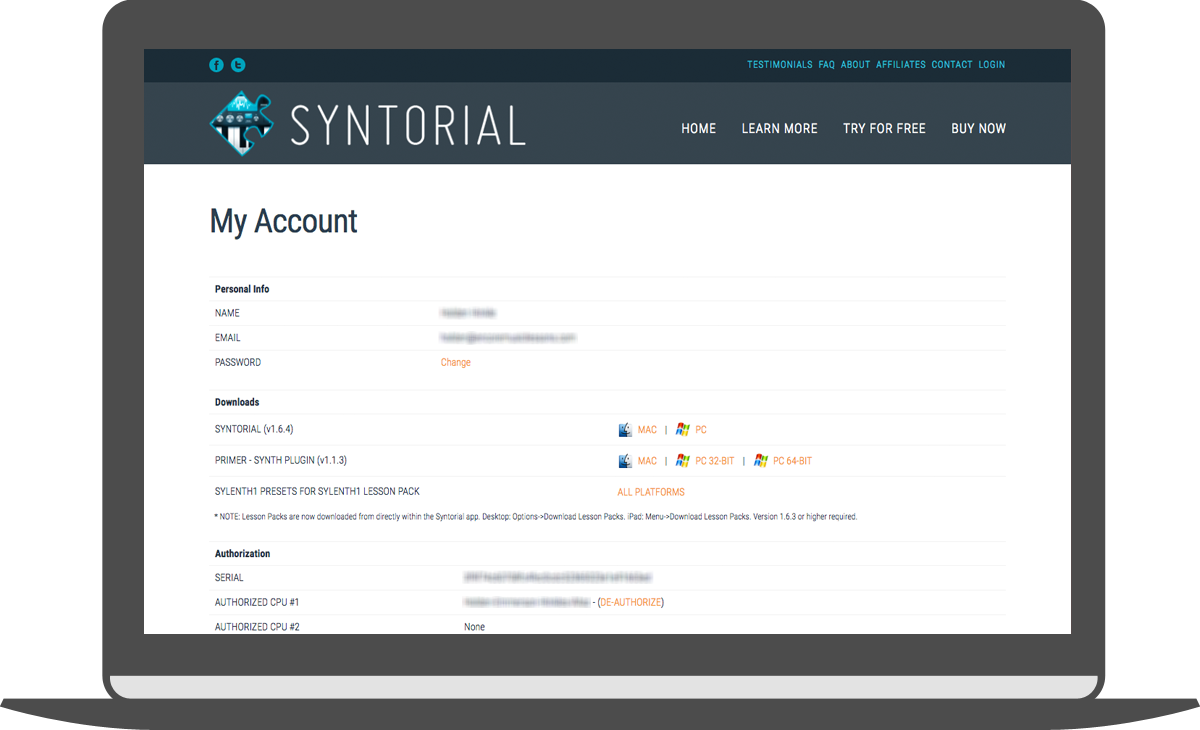 Syntorial My Account Page